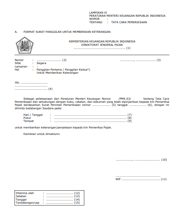 Surat Panggilan Penjelasan Wajib Pajak