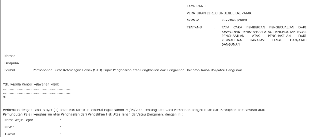 Format SKB Pajak Waris