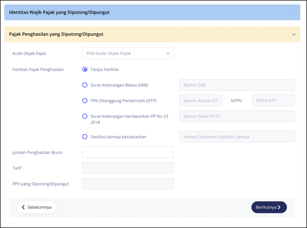 Formulir BPBS - Rincian PPh Potput - Tutorial Membuat Bupot Unifikasi