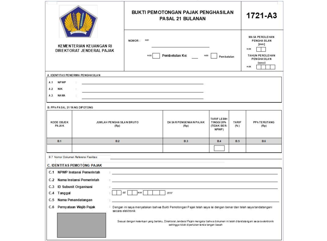 Instansi Pemerintah Wajib Buat Form 1721 A3 Mulai Masa Juni 2024