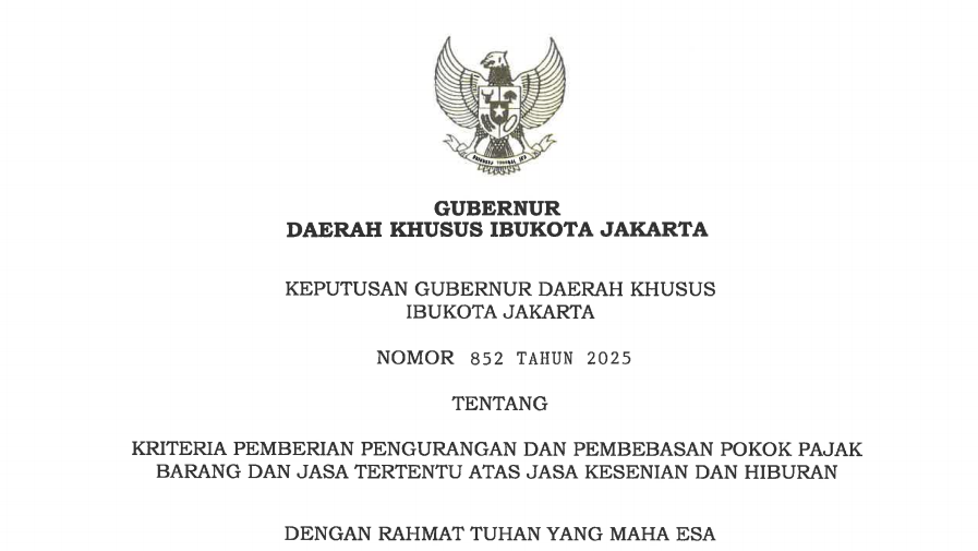 Pemprov DKI Beri Diskon Pajak untuk Kegiatan Seni, Hiburan, dan Olahraga